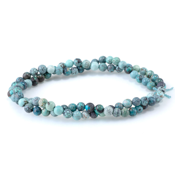 Hubei Turquoise 4mm Cool Blue Round AA - 15-16 Inch