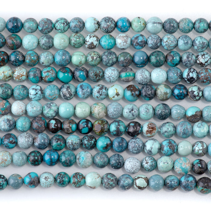 Hubei Turquoise 4mm Cool Blue Round AA - 15-16 Inch