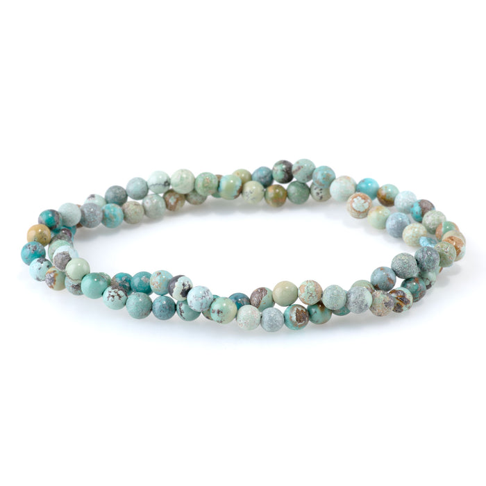 Hubei Turquoise 4mm Light Blue Green Round - 15-16 Inch
