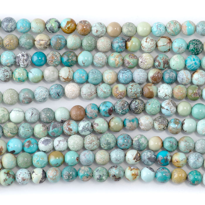 Hubei Turquoise 4mm Light Blue Green Round - 15-16 Inch