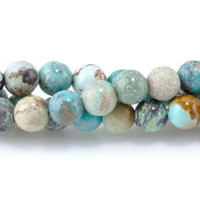 Hubei Turquoise 4mm Light Blue Green Round - 15-16 Inch