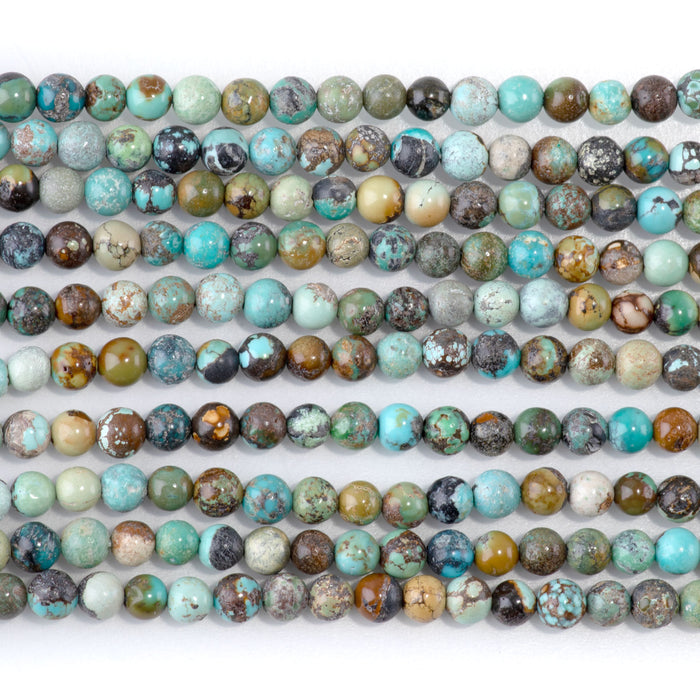 Hubei Turquoise 4mm Blue Green with Matrix Round A - 15-16 Inch