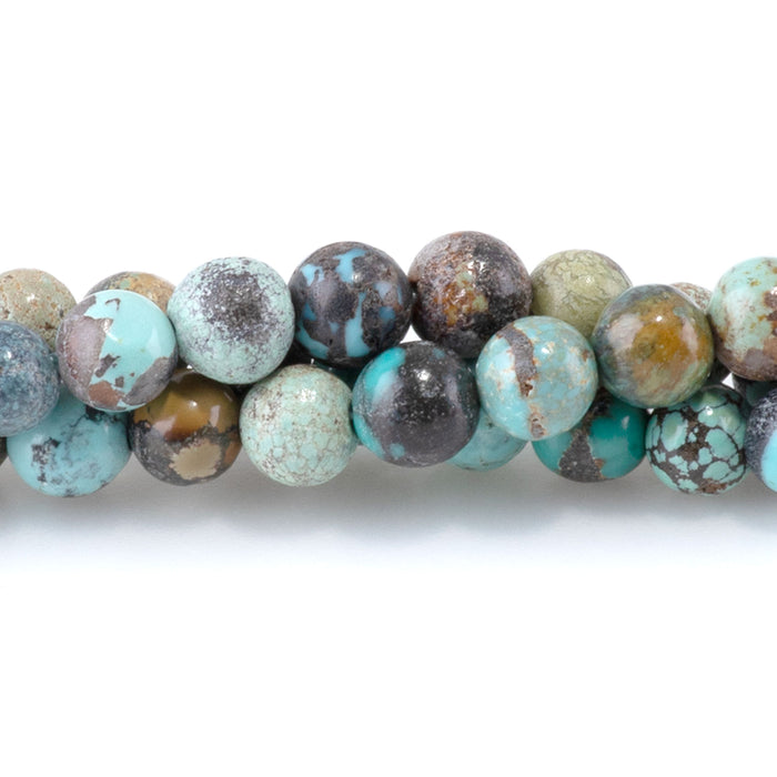 Hubei Turquoise 4mm Blue Green with Matrix Round A - 15-16 Inch