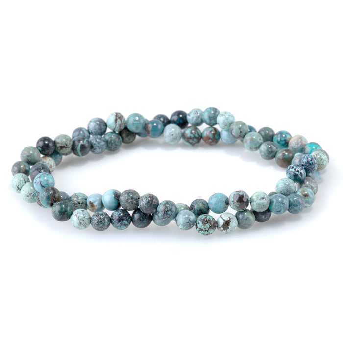 Hubei Turquoise 5mm Cool Blue Round AA - 15-16 Inch