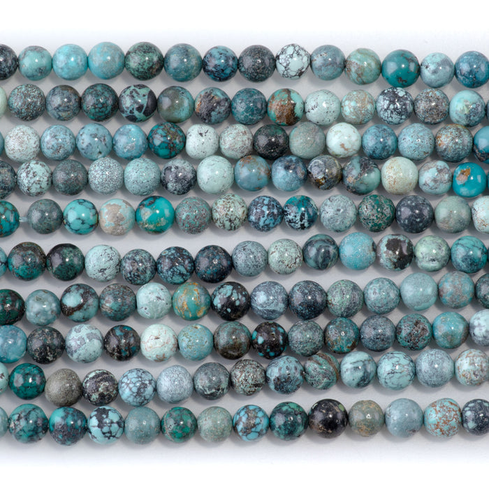 Hubei Turquoise 5mm Cool Blue Round AA - 15-16 Inch