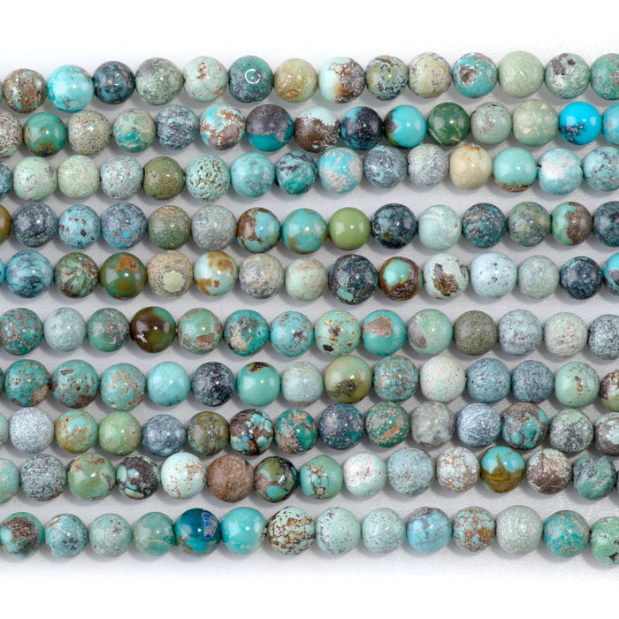 Hubei Turquoise 5mm Light Blue Green Round - 15-16 Inch