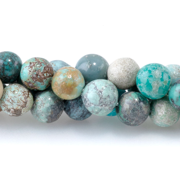 Hubei Turquoise 5mm Light Blue Green Round - 15-16 Inch