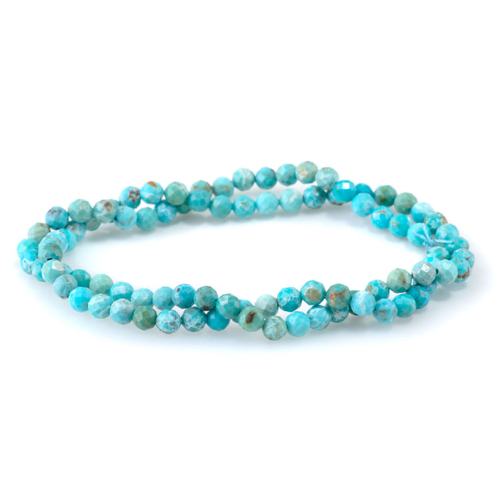 Hubei Turquoise 4mm Blue Faceted Round AAA - 15-16 Inch