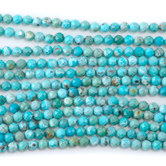 Hubei Turquoise 4mm Blue Faceted Round AAA - 15-16 Inch