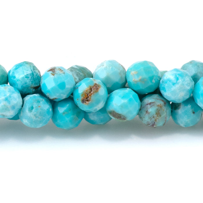 Hubei Turquoise 4mm Blue Faceted Round AAA - 15-16 Inch