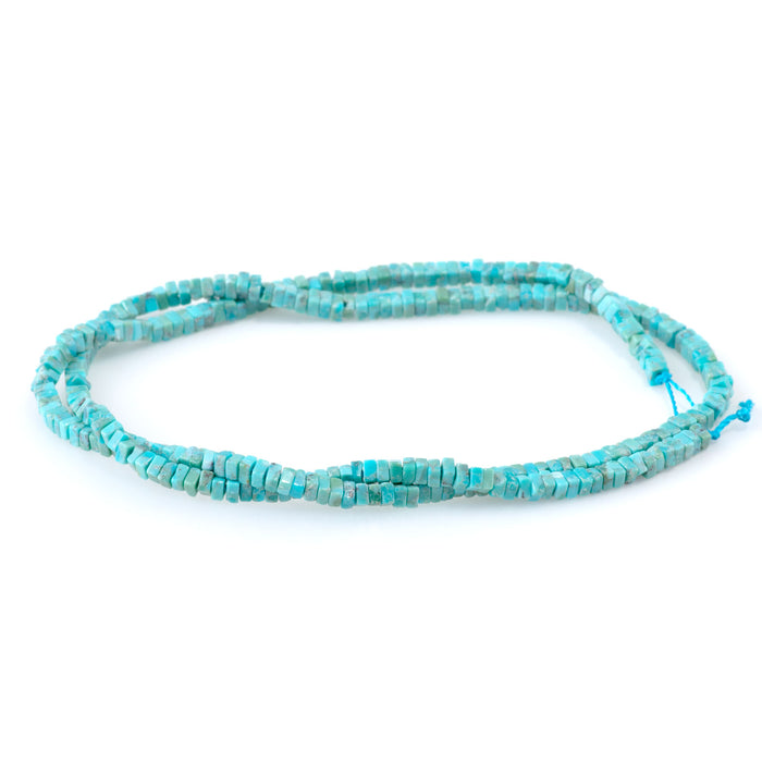 Hubei Turquoise 1x2mm Blue Square Rondelle AAA Grade - 15-16 Inch