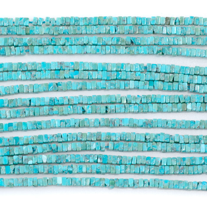 Hubei Turquoise 1x2mm Blue Square Rondelle AAA Grade - 15-16 Inch
