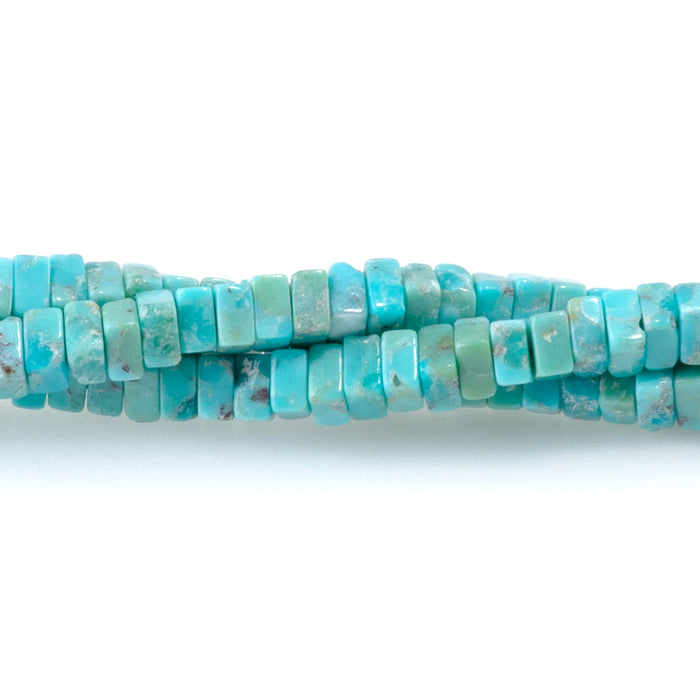 Hubei Turquoise 1x2mm Blue Square Rondelle AAA Grade - 15-16 Inch