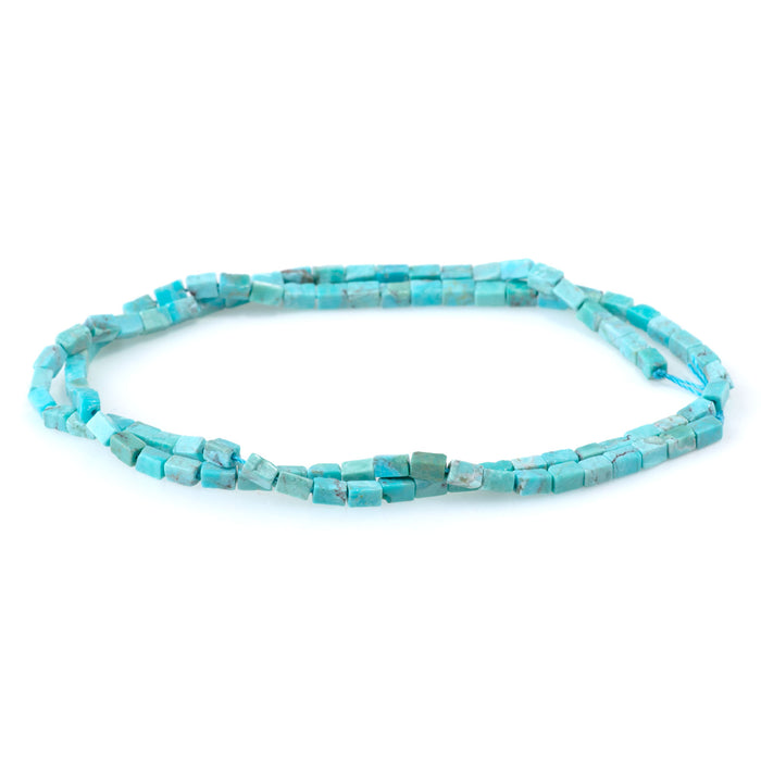 Hubei Turquoise 2x4mm Rectangle Tube AAA Grade - 15-16 Inch