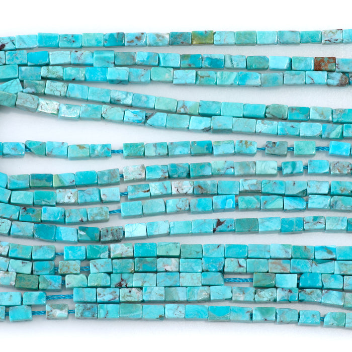 Hubei Turquoise 2x4mm Rectangle Tube AAA Grade - 15-16 Inch