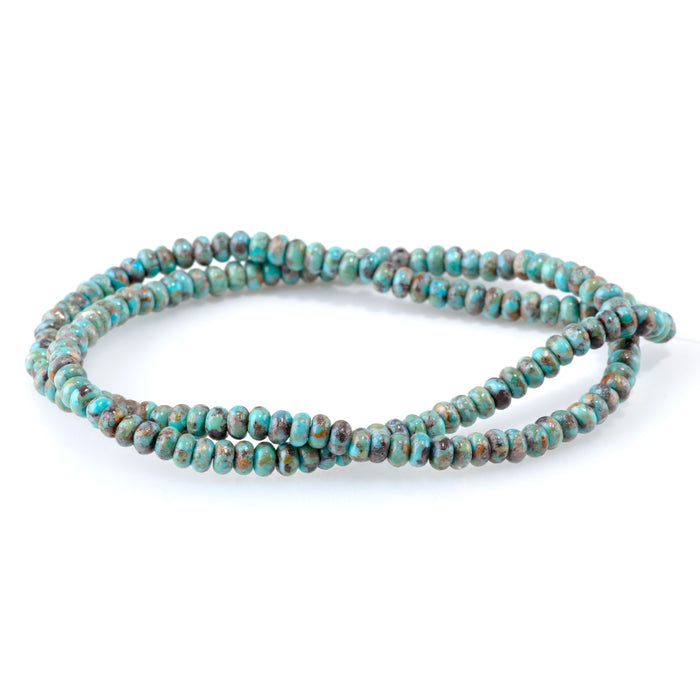 Hubei Turquoise 2x4mm Rondelle A Grade - 15-16 Inch