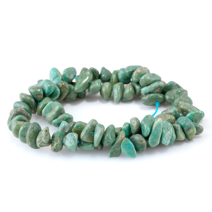 Hubei Turquoise 5x10-12mm Green Side Drilled Nuggets - 15-16 Inch