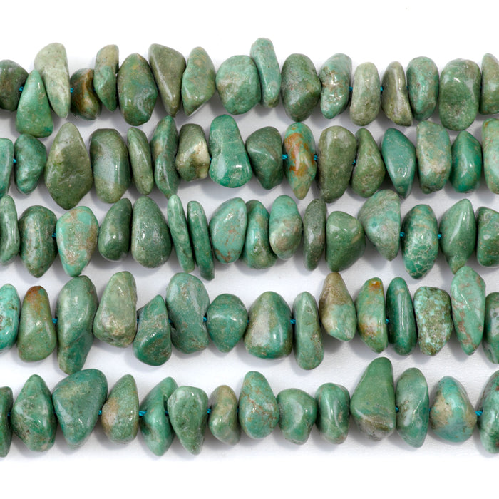 Hubei Turquoise 5x10-12mm Green Side Drilled Nuggets - 15-16 Inch