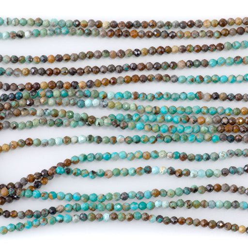 This is a Dakota Stones 2mm Hubei Turquoise Banded Gemstone strand with faceted round beads in 15-16 inch strand.