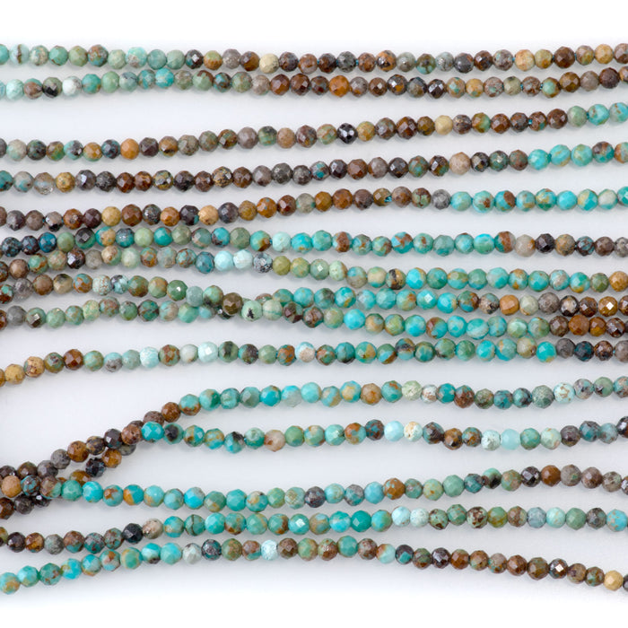 Hubei Turquoise 2mm Banded Faceted Round - 15-16 Inch