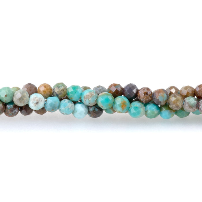 Hubei Turquoise 2mm Banded Faceted Round - 15-16 Inch