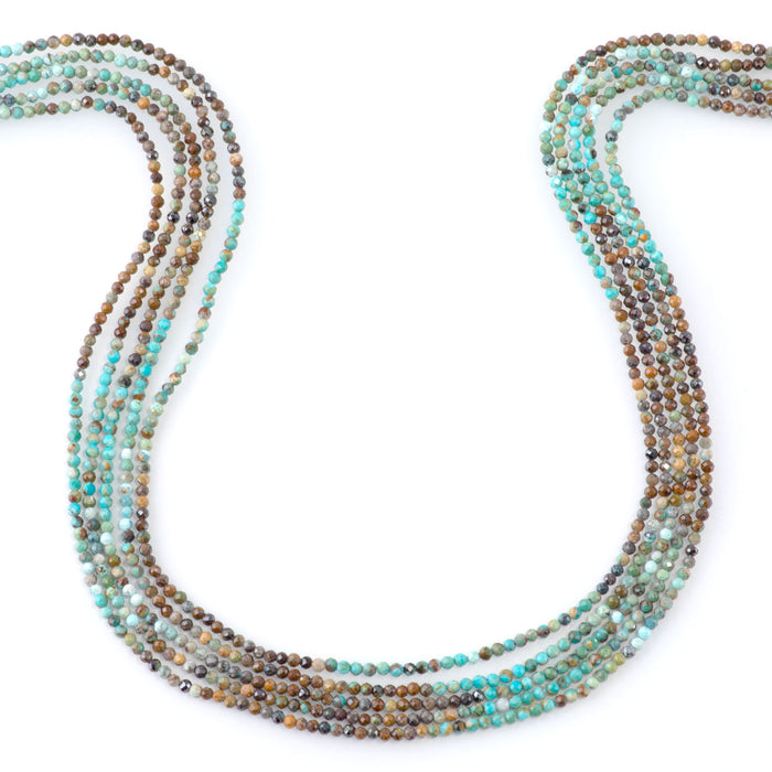 Hubei Turquoise 2mm Banded Faceted Round - 15-16 Inch