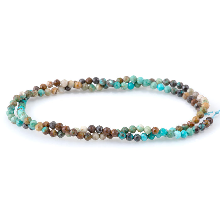 Hubei Turquoise 3mm Blue/Brown/Black Banded Faceted Round - 15-16 Inch