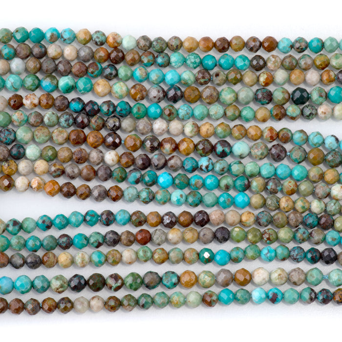 Hubei Turquoise 3mm Blue/Brown/Black Banded Faceted Round - 15-16 Inch