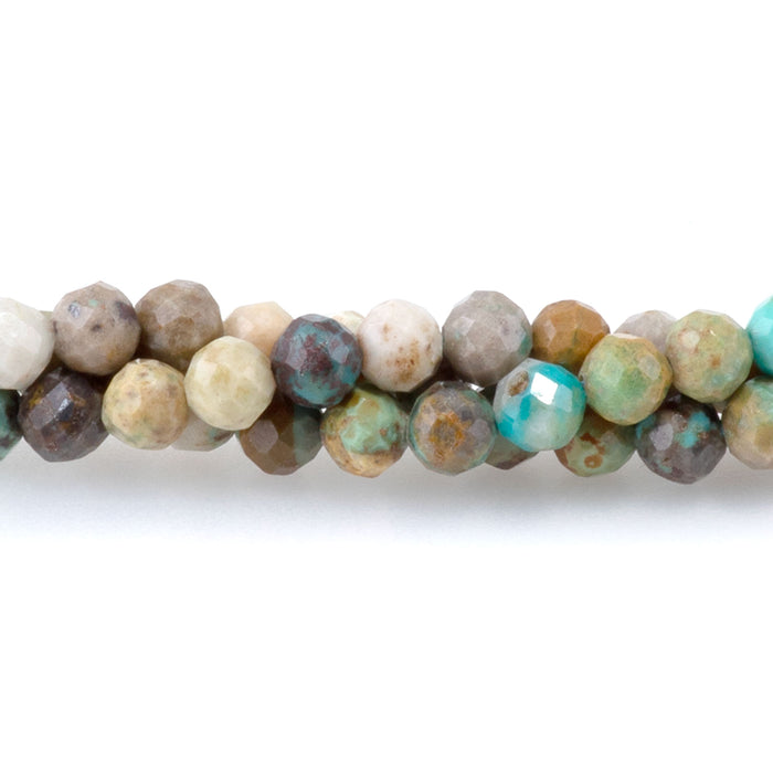 Hubei Turquoise 3mm Blue/Brown/Black Banded Faceted Round - 15-16 Inch