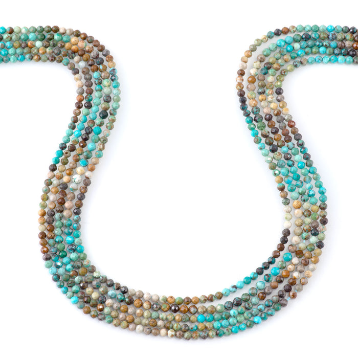 Hubei Turquoise 3mm Blue/Brown/Black Banded Faceted Round - 15-16 Inch