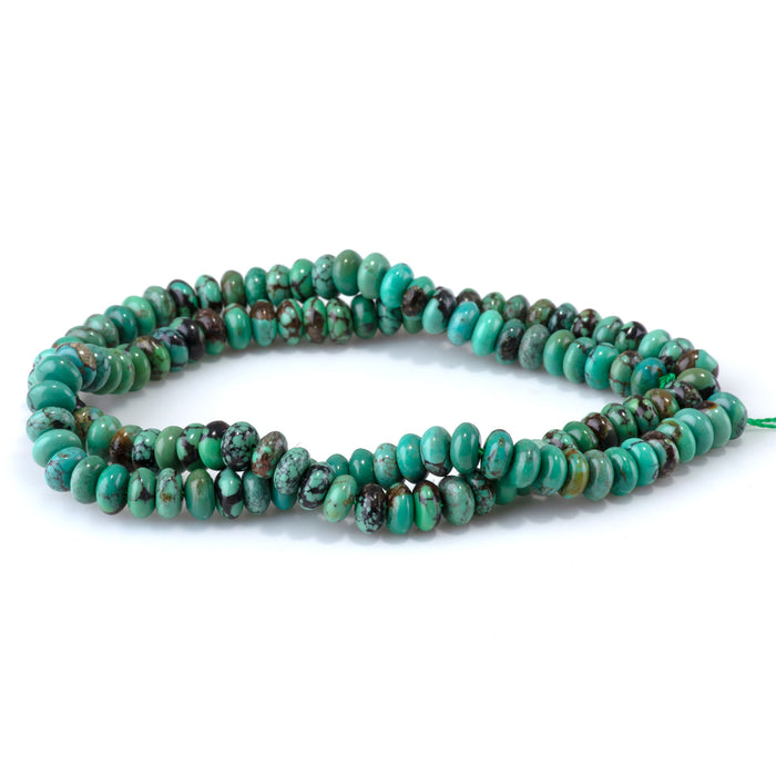Hubei Turquoise 4x6mm Green Rondelle Beads AA Grade - 15-16 Inch
