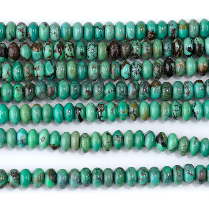 Hubei Turquoise 4x6mm Green Rondelle Beads AA Grade - 15-16 Inch