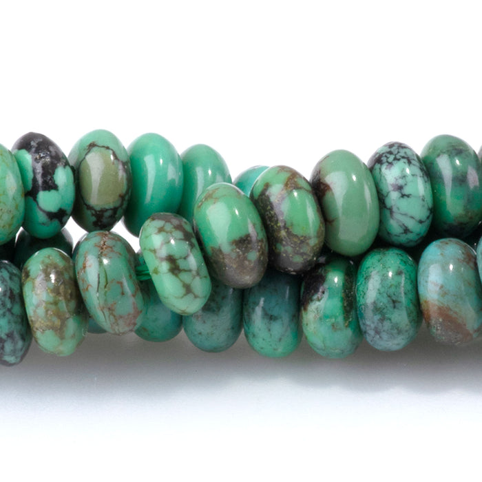 Hubei Turquoise 4x6mm Green Rondelle Beads AA Grade - 15-16 Inch