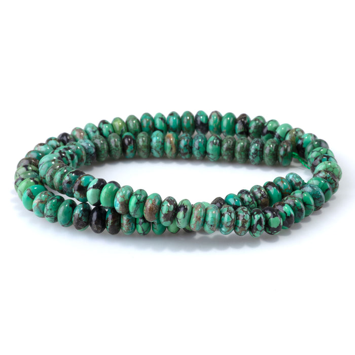 Hubei Turquoise 5x8mm Green Rondelle Beads AA Grade - 15-16 Grade