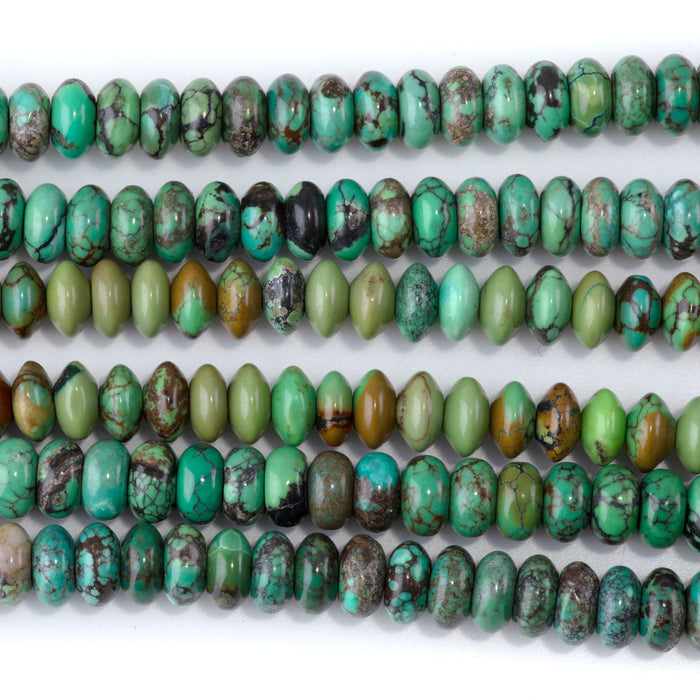 Hubei Turquoise 5x8mm Green Rondelle Beads AA Grade - 15-16 Grade