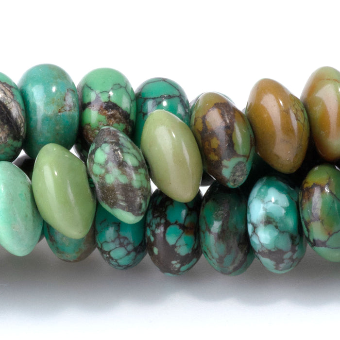 Hubei Turquoise 5x8mm Green Rondelle Beads AA Grade - 15-16 Grade