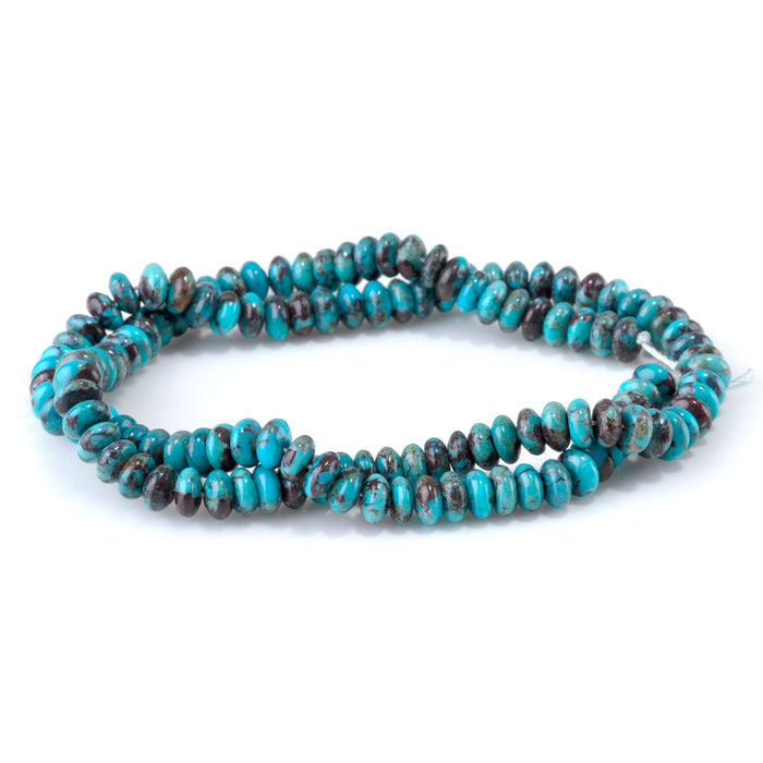 This is a Dakota Stones 3x6mm Hubei Turquoise Grade Gemstone strand with AA grade rondelle beads.