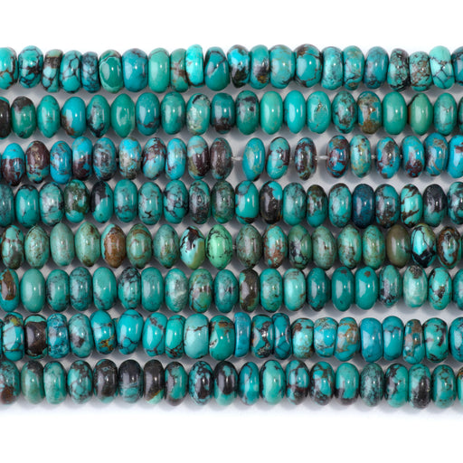 This is a Dakota Stones 3x6mm Hubei Turquoise Grade Gemstone strand with AA grade rondelle beads.