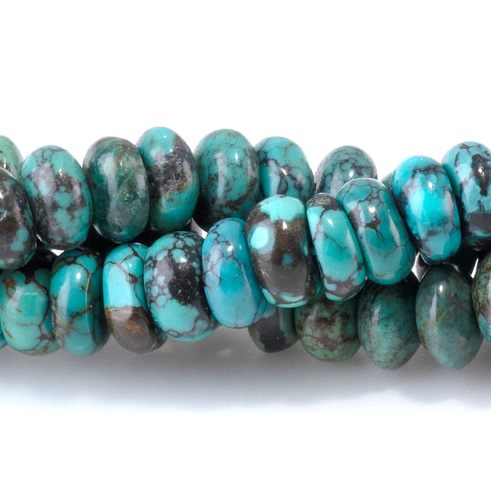 This is a Dakota Stones 3x6mm Hubei Turquoise Grade Gemstone strand with AA grade rondelle beads.