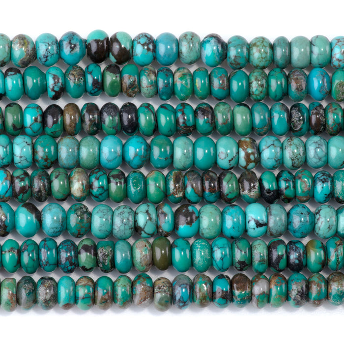 This is a Dakota Stones 4x6mm Hubei Turquoise Grade Gemstone strand with AA grade rondelle beads.