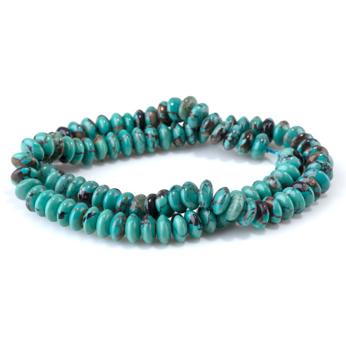 Hubei Turquoise 5x8mm Rondelle Beads AA Grade - 15-16 Grade