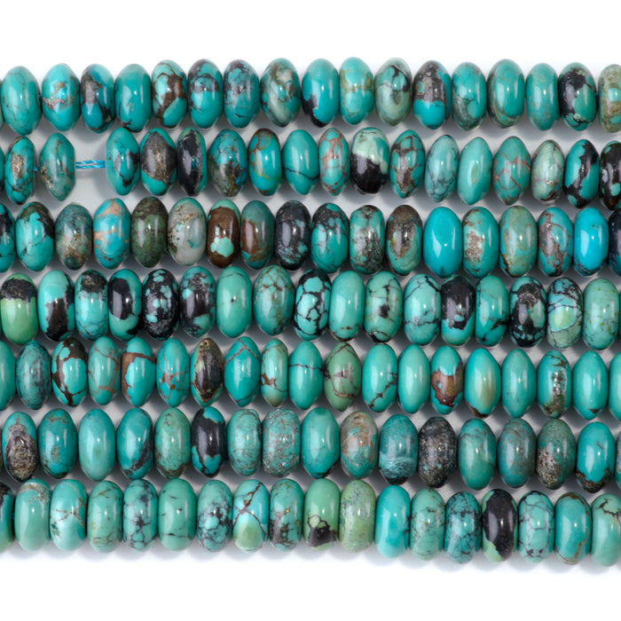 Hubei Turquoise 5x8mm Rondelle Beads AA Grade - 15-16 Grade