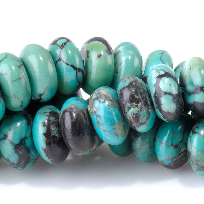 Hubei Turquoise 5x8mm Rondelle Beads AA Grade - 15-16 Grade