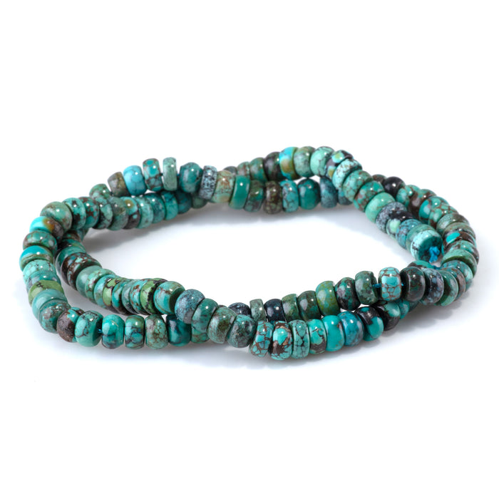 Hubei Turquoise 4x6mm Tyre Beads AA Grade - 15-16 Grade