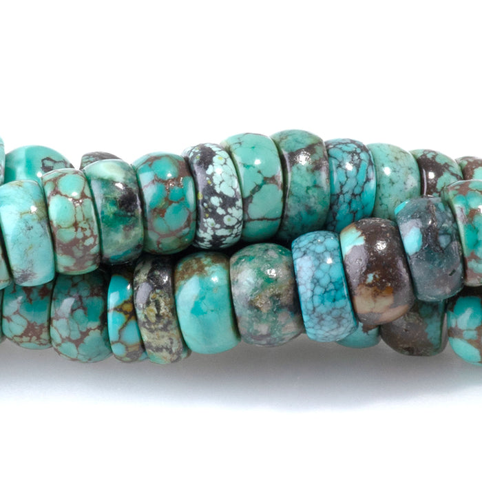 Hubei Turquoise 4x6mm Tyre Beads AA Grade - 15-16 Grade