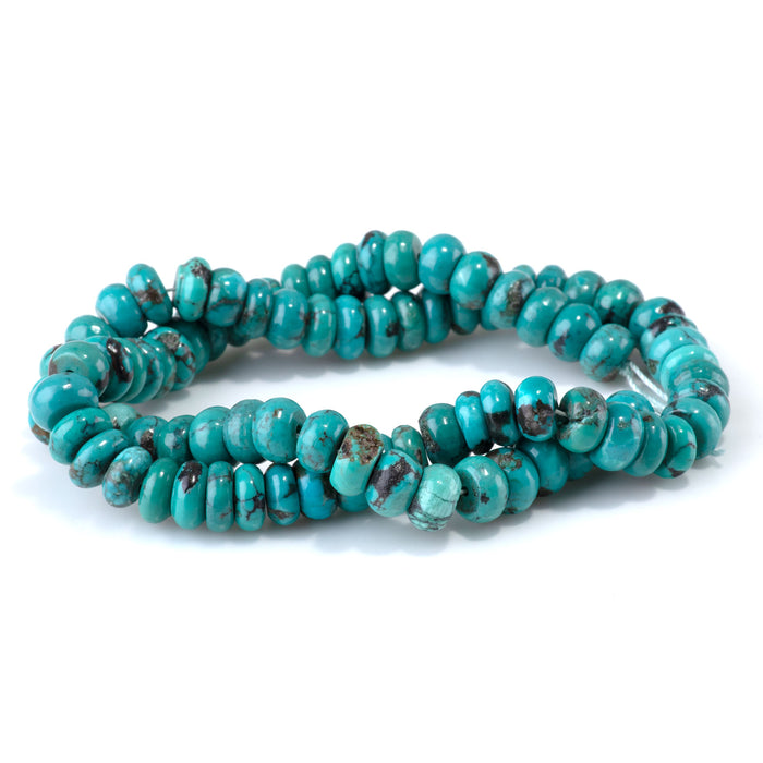 Hubei Turquoise 3x9mm Tyre Beads AA Grade - 15-16 Inch