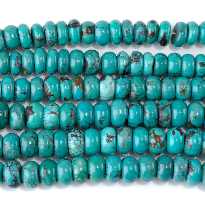 Hubei Turquoise 3x9mm Tyre Beads AA Grade - 15-16 Inch