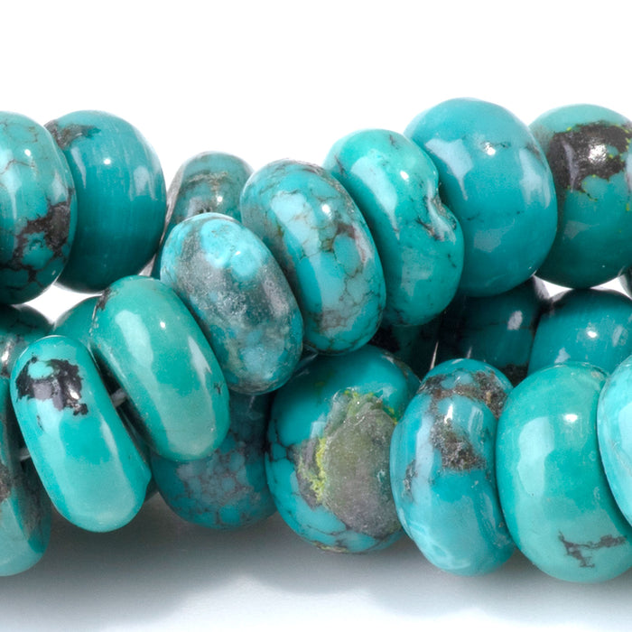 Hubei Turquoise 3x9mm Tyre Beads AA Grade - 15-16 Inch