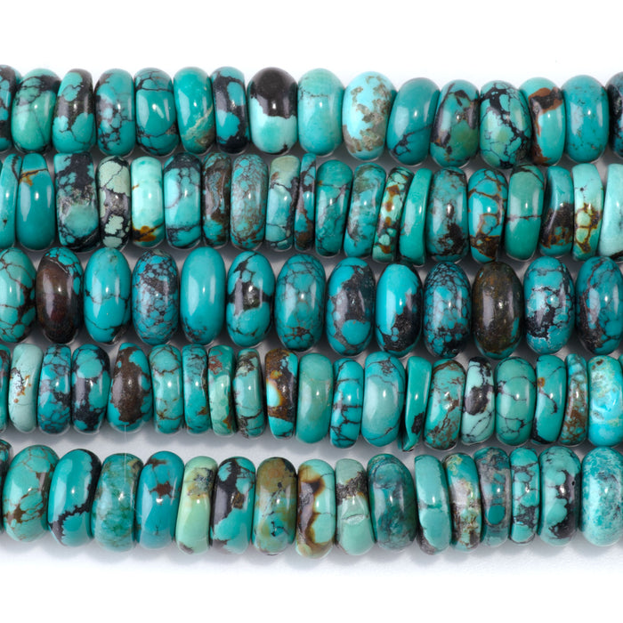 This is a Dakota Stones 4x10mm Hubei Turquoise Gemstone strand with tyre beads in 15-16 inch strand.