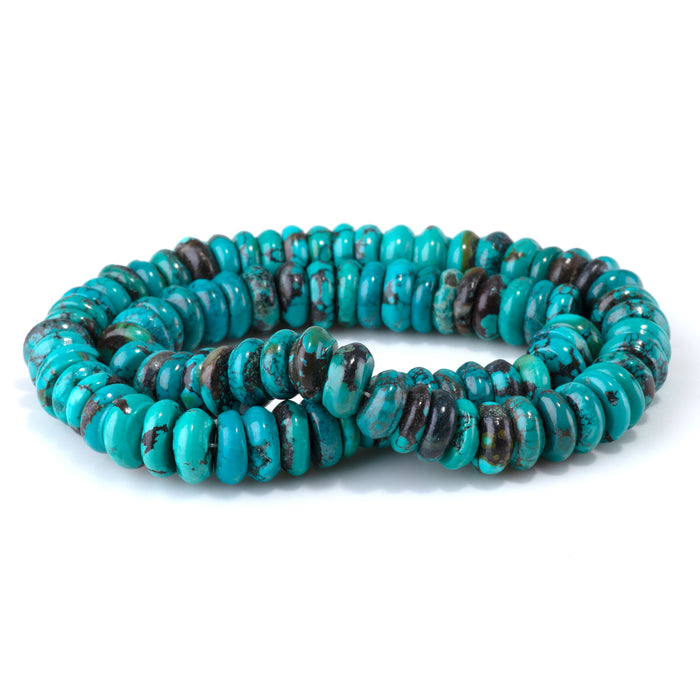 Hubei Turquoise 3x11mm Tyre Beads - 15-16 Inch
